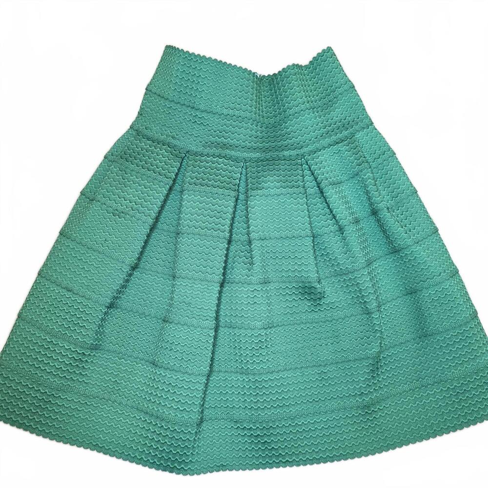 Girls from Savoy Green Textured Pleated A-Line Skirt XS/S Anthropologie